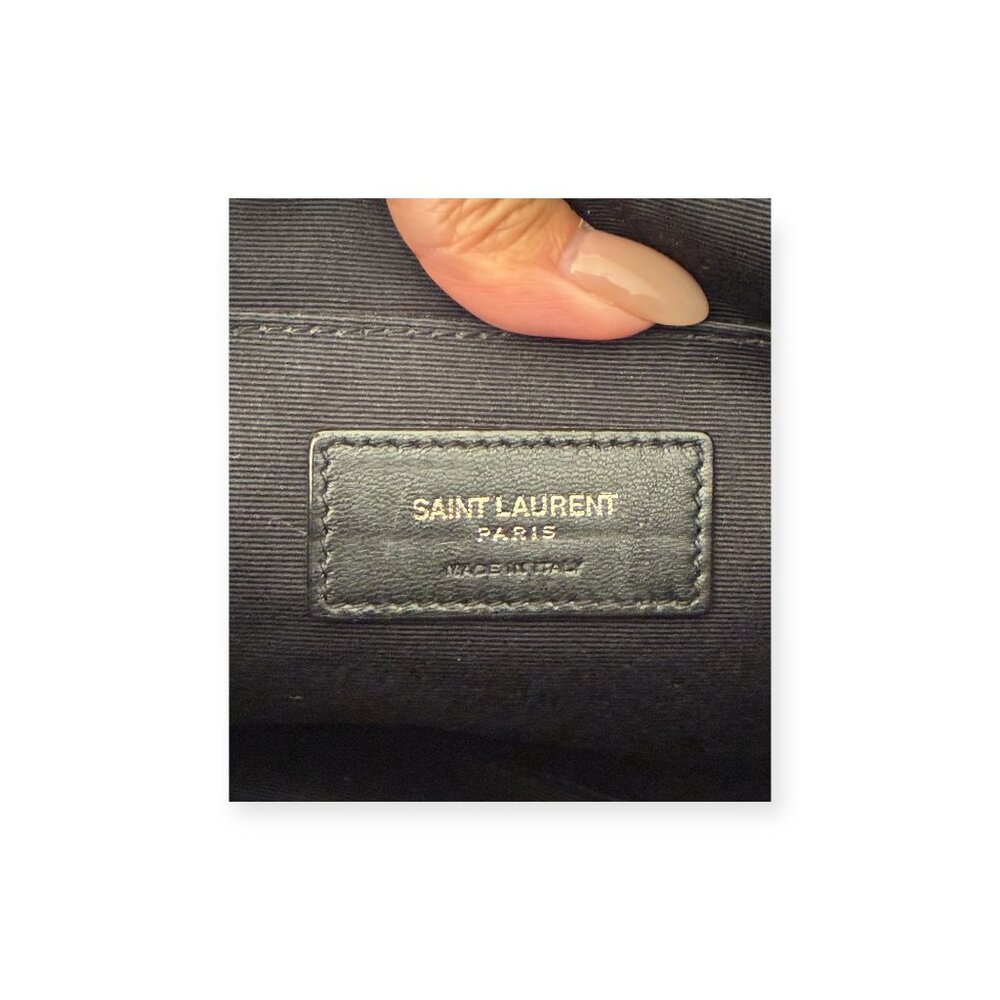 Saint Laurent YSL Monochrome Grain de Poudre Leather Zip Pouch | Black - Picture 6 of 8